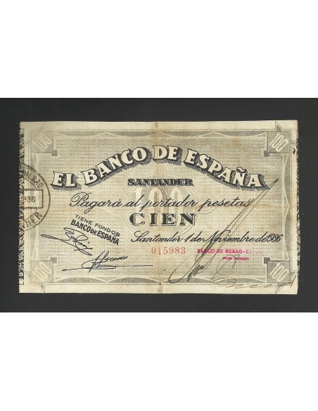 II REPÚBLICA SANTANDER 100 PESETAS 1936