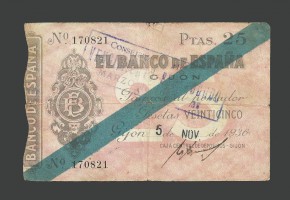 II REPÚBLICA GIJÓN 25 PESETAS 1936