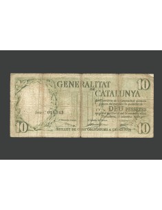 II REPUBLICA (GENERALITAT) 10 PESETAS 1936