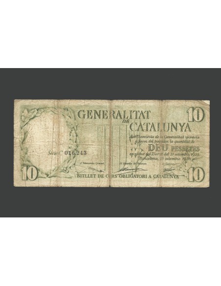 II REPUBLICA (GENERALITAT) 10 PESETAS 1936