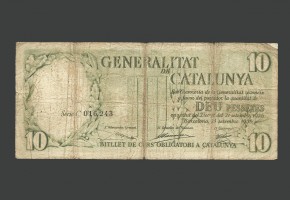 II REPUBLICA (GENERALITAT) 10 PESETAS 1936