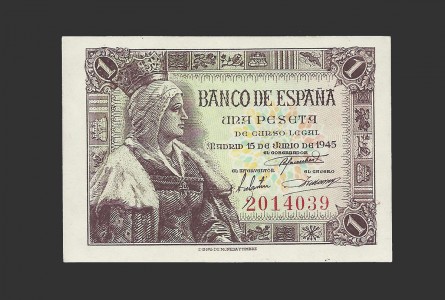 ESTADO ESPAÑOL 1 PESETA 1945 SIN SERIE