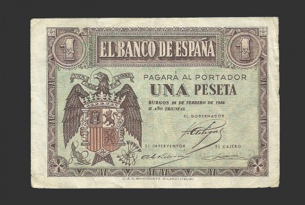 ESTADO ESPAÑOL 1 PESETA 28-02-38 SERIE G RARA