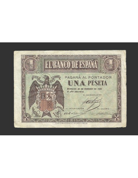 ESTADO ESPAÑOL 1 PESETA 28-02-38 SERIE G RARA