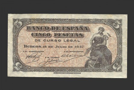 ESTADO ESPAÑOL 5 PESETAS 1937 SERIE C