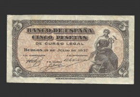 ESTADO ESPAÑOL 5 PESETAS 1937 SERIE C