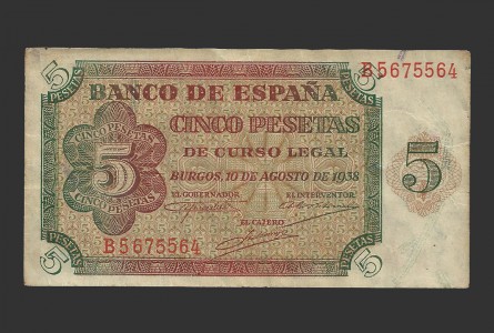 ESTADO ESPAÑOL 5 PESETAS 1938