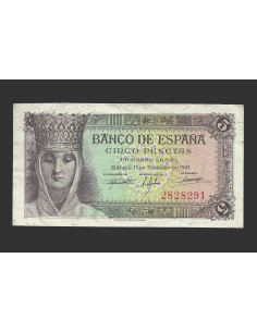 ESTADO ESPAÑOL 5 PESETAS 1943 SIN SERIE