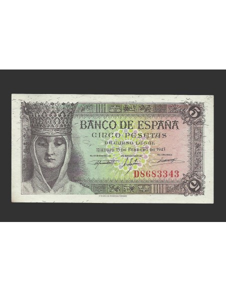 ESTADO ESPAÑOL 5 PESETAS 1943 SERIE D