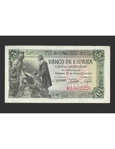 ESTADO ESPAÑOL 5 PESETAS 1945 SERIE B