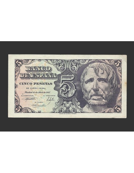 ESTADO ESPAÑOL 5 PESETAS 1947 SIN SERIE