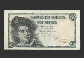 ESTADO ESPAÑOL 5 PESETAS 1948 SIN SERIE