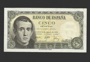 ESTADO ESPAÑOL, 5 PESETAS 1951 SIN SERIE