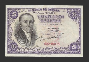 ESTADO ESPAÑOL 25 PESETAS 1946 SIN SERIE 