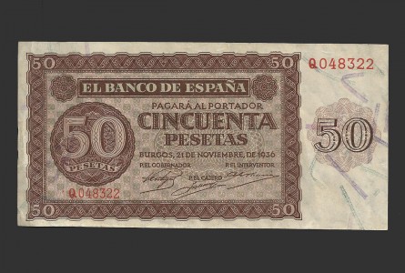 ESTADO ESPAÑOL 50 PESETAS 1936 SERIE Q