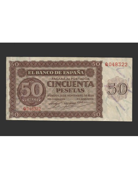 ESTADO ESPAÑOL 50 PESETAS 1936 SERIE Q