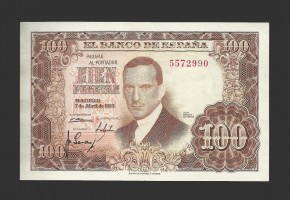 ESTADO ESPAÑOL 100 PESETAS 1953 SIN SERIE