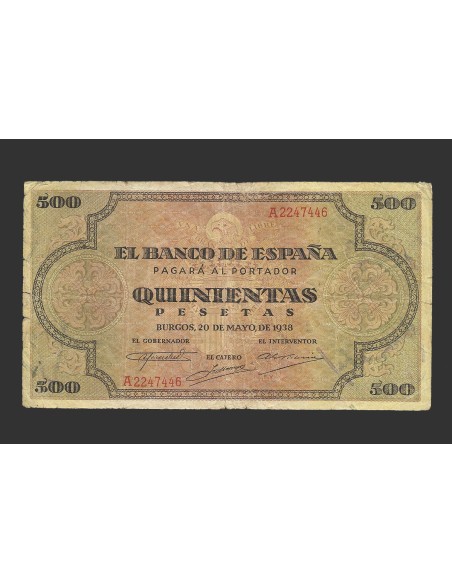 ESTADO ESPAÑOL 500 PESETAS 1938 SERIE A