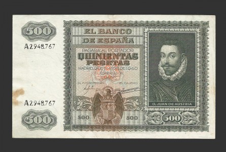 ESTADO ESPAÑOL 500 PESETAS 09-01-1940 SERIE A