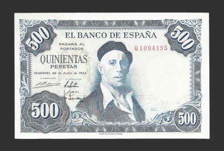 ESTADO ESPAÑOL 500 PESETAS 1954 SERIE Q