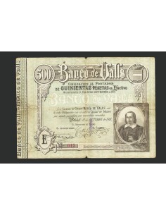 BANCO DE VALLS (TARRAGONA) 500 PESETAS 1911