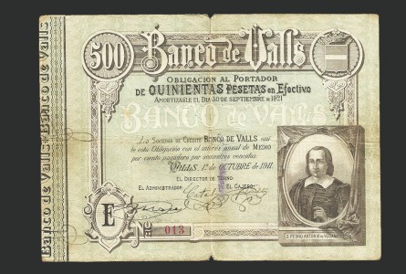 BANCO DE VALLS (TARRAGONA) 500 PESETAS 1911