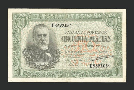 ESTADO ESPAÑOL 50 PESETAS 1940 SERIE D