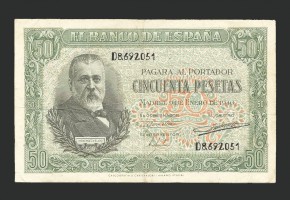 ESTADO ESPAÑOL 50 PESETAS 1940 SERIE D