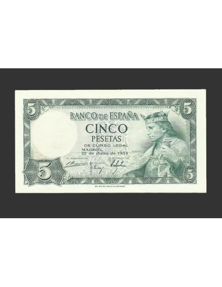 ESTADO ESPAÑOL 5 PESETAS 1954 SIN SERIE