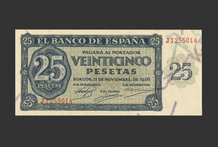 ESTADO ESPAÑOL 25 PESETAS 1936 SERIE J