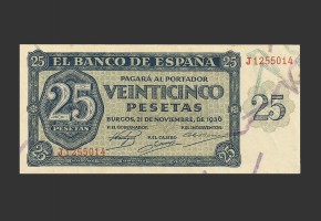 ESTADO ESPAÑOL 25 PESETAS 1936 SERIE J