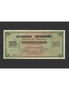 ESTADO ESPAÑOL 25 PESETAS 1938 SERIE D