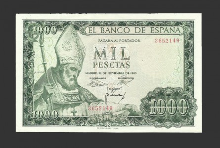 ESTADO ESPAÑOL 1000 PESETAS 1965 SIN SERIE