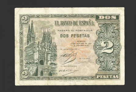 ESTADO ESPAÑOL 2 PESETAS 1937 SERIE A