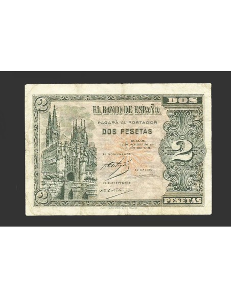 ESTADO ESPAÑOL 2 PESETAS 1937 SERIE A