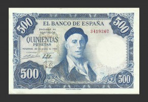 ESTADO ESPAÑOL 500 PESETAS 1954 SIN SERIE