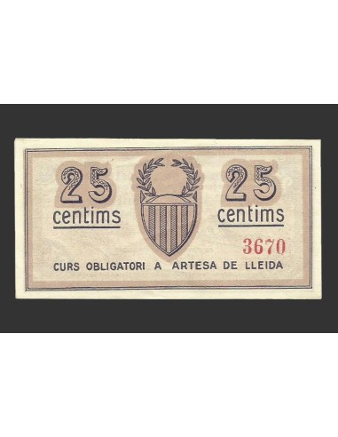 ARTESA DE LLEIDA (Lleida), 25 cèntims. 20 de juny  de 1937