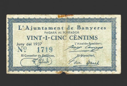 BANYERES (Tarragona), 25 cèntims