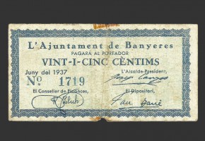 BANYERES (Tarragona), 25 cèntims