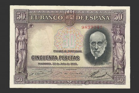 II REPÚBLICA ESPAÑOLA, 50 PESETAS 1835