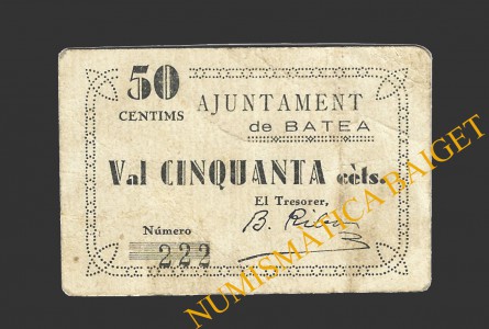 BATEA (Tarragona), 50 cèntims  (2ª emisión)