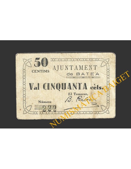 BATEA (Tarragona), 50 cèntims  (2ª emisión)