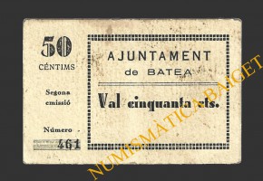 BATEA (Tarragona), 50 cèntims  (4ª emisión)