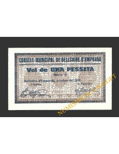 BELLCAIRE D'EMPORDÀ (Girona)), 1 pesseta  octubre de 1937.