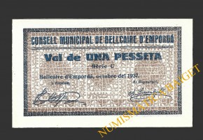 BELLCAIRE D'EMPORDÀ (Girona)), 1 pesseta  octubre de 1937.