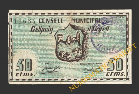 BELLPUIG D'URGELL (Lleida)), 50 cèntims 1937