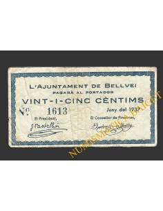 BELLVEI DEL PENEDÉS (Tarragona), 25 cèntims, juny 1937