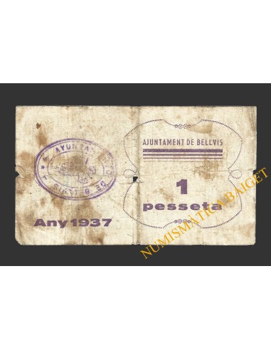 BELLVÍS (Lleida), 1 pesseta 3  gener 1937