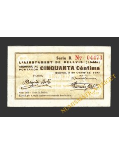 BELLVÍS (Lleida), 50 cèntims 3  gener 1937