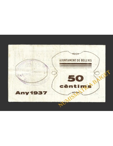 BELLVÍS (Lleida), 50 cèntims 3  gener 1937